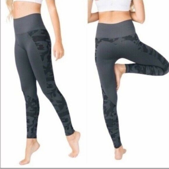 ZYIA Pants - Zyia Active Gray Black Camo Performance Hi-Rise Seamless Leggings Size Small